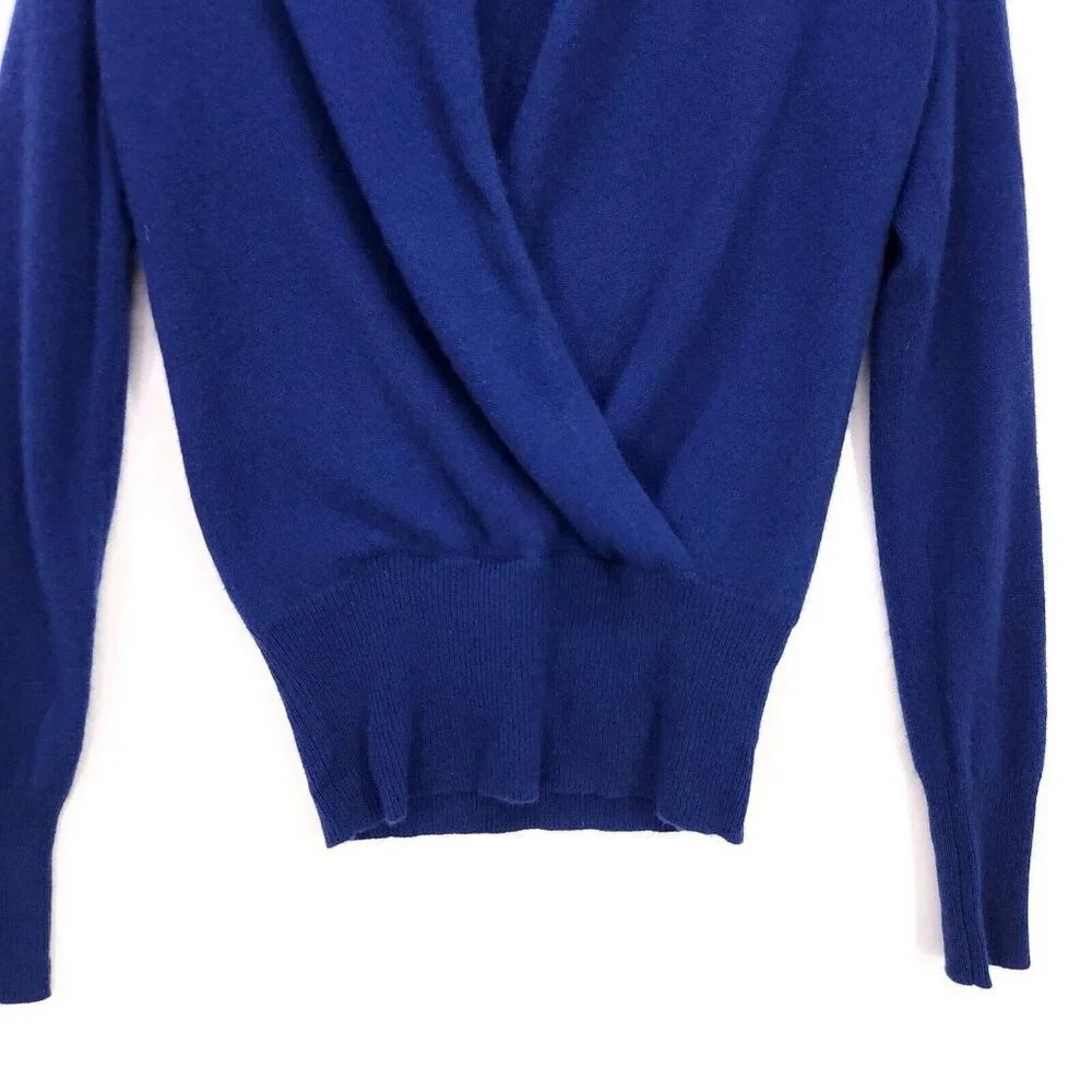 Sofia Cashmere Sweater Blue Women's Size XS Faux Wrap Soft Cardigan *Flaws - Picture 7 of 11